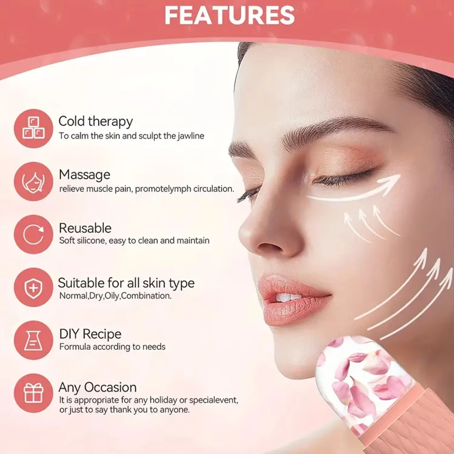 Silicone Ice Cube Facial Roller & Cleansing Scrub